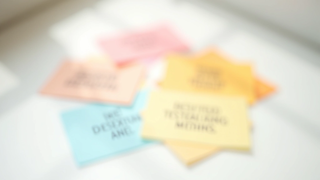 Kleurrijke kaarten met positieve affirmaties op een bureau, inspiratief en motiverend