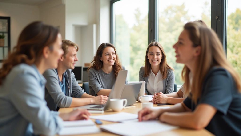 Team in moment van samenwerking en groei